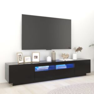 U24 TV statīvs ar LED gaismām, melns, 200 x 35 x 40 cm