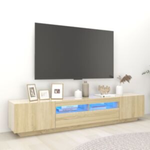 U24 TV skapis ar LED gaismām, Sonoma ozols, 200 x 35 x 40 cm