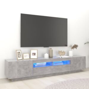 U24 TV statīvs ar LED gaismām, betona pelēks, 200 x 35 x 40 cm