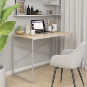 Pood24 kirjutuslaud, valge ja tamm 110x60x70 cm puitlaastplaat