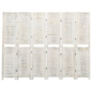 Pood24 6 paneeliga sirm, antiikvalge, 215 x 166 cm, toekas puit