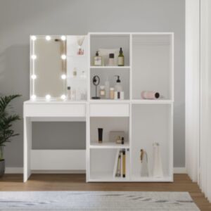 Pood24 LED tualettlaud 2 kapiga, valge, tehispuit