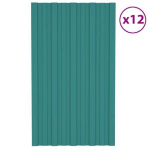Pood24 katusepaneel 12 tk, tsingitud terasest, roheline, 80 x 45 cm 