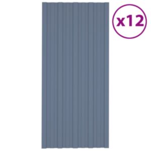 Pood24 katusepaneel 12 tk, tsingitud terasest, hall, 100 x 45 cm 