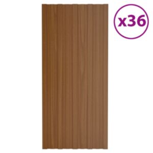 Панель крыши U24 36 шт., сталь оцинкованная, коричневая, 100 х 45 см.
