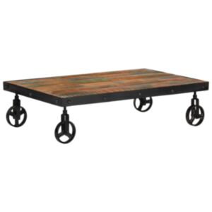 Pood24 kohvilaud ratastega, 100 x 60 x 26 cm, taastatud puit
