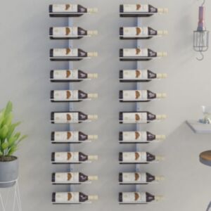 Pood24 seinale kinnitatav veiniriiul 10 pudelile 2 tk, valge, metall