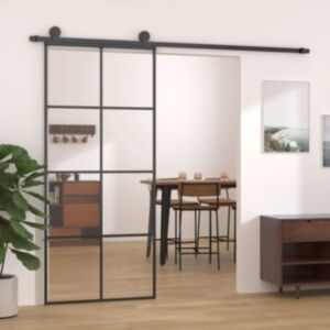 Pood24 liuguks, must, 90 x 205 cm, ESG-klaas ja alumiinium