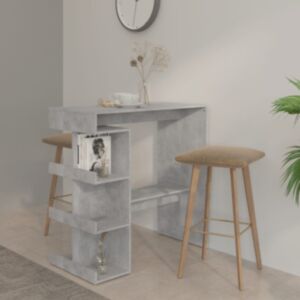 Pood24 baarilaud riiuliga, betoonhall, 100x50x101.5cm, puitlaastplaat