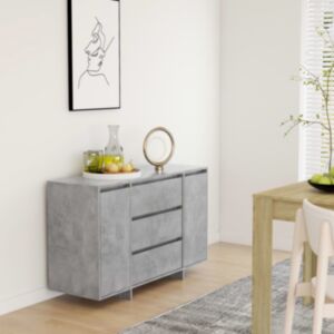 Pood24 puhvetkapp 3 sahtliga, betoonhall, 120x41x75 cm puitlaastplaat