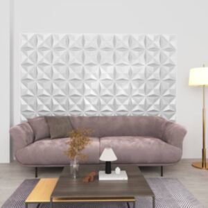 Pood24 3D seinapaneelid, 12 tk, 50x50 cm, origamivalge, 3 m²
