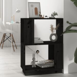 Книжная полка/разделитель U24, черный, 51x25x70 см, массив сосны