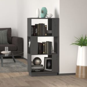 Книжная полка/разделитель комнаты U24, серый, 51x25x101 см, массив сосны