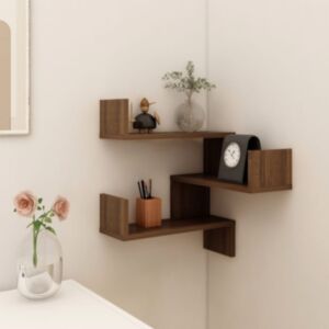 Полка угловая настенная U24, дуб коричневый, 40 x 40 x 50 см, искусственное дерево