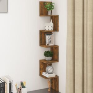 Полка угловая настенная U24, дуб дымчатый, 20x20x127,5 см, искусственное дерево