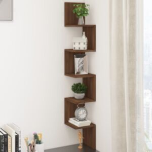 Полка угловая настенная U24, дуб коричневый, 20 x 20 x 127,5 см, искусственное дерево