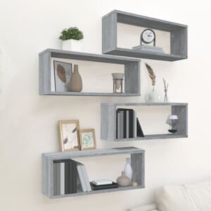 Pood24 seina kuubikriiulid 4 tk, hall Sonoma tamm, 60 x 15 x 23 cm