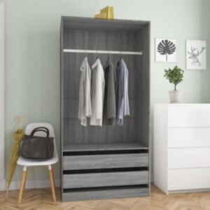 Pood24 riidekapp, hall Sonoma tamm, 100 x 50 x 200 cm, tehispuit
