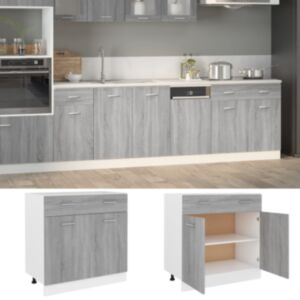 U24 Нижний кухонный шкаф с ящиком серый Sonoma, 80x46x81,5 см искусственное дерево