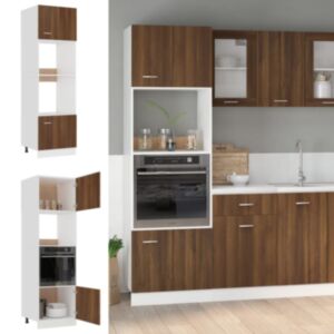 Шкаф для микроволновки U24, дуб коричневый, 60x57x207 см, искусственное дерево