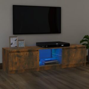 Pood24 telerialus LED-tuledega, suitsutatud tamm, 120 x 30 x 35,5 cm