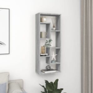Полка настенная U24, дуб Сонома серый, 36x16x90 см, искусственное дерево