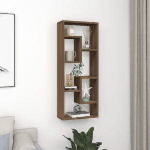 Полка настенная U24, дуб коричневый, 36 x 16 x 90 см, искусственное дерево