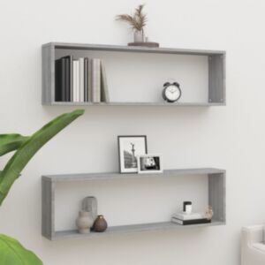 U24 настенные полки-кубы 2, дуб Сонома серый, 100x15x30 см, искусственное дерево
