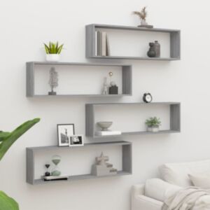 U24 настенные полки-кубы 4, дуб Сонома серый, 100x15x30 см, искусственная древесина