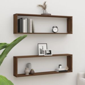 U24 Полки настенные-кубы 2 шт, дуб коричневый, 100x15x30 см, искусственное дерево