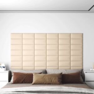 Pood24 seinapaneelid 12 tk, kreemjas, 30 x 15 cm, kangas, 0,54 m²