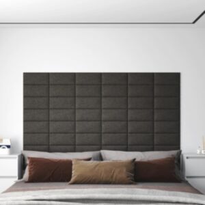 Pood24 seinapaneelid 12 tk, tumehall, 30 x 15 cm, kangas, 0,54 m²