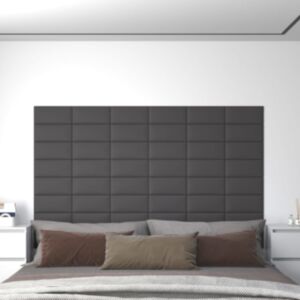 Pood24 seinapaneelid 12 tk, hall, 30 x 15 cm, kunstnahk, 0,54 m²