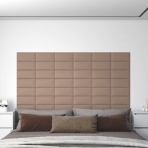 Pood24 seinapaneelid 12 tk, cappuccino, 30 x 15 cm, kunstnahk, 0,54 m²