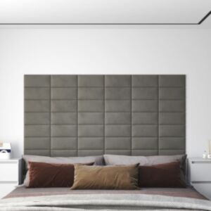 Pood24 seinapaneelid 12 tk, helehall, 30 x 15 cm, samet, 0,54 m²