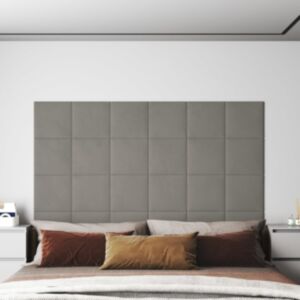 Pood24 seinapaneelid 12 tk, helehall, 30 x 30 cm, samet, 1,08 m²