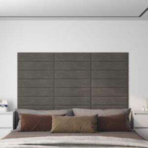 Pood24 seinapaneelid 12 tk, tumehall, 60 x 15 cm, samet, 1,08 m²