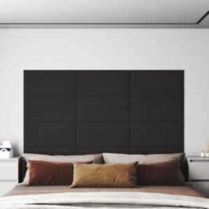 Pood24 seinapaneelid 12 tk, must, 60 x 30 cm, samet, 2,16 m²