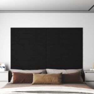 Pood24 seinapaneelid 12 tk, must, 90 x 15 cm, samet, 1,62 m²