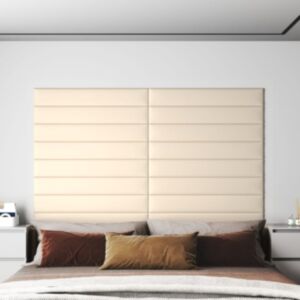 Pood24 seinapaneelid 12 tk, kreemjas, 90 x 15 cm, samet, 1,62 m²