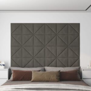 Pood24 seinapaneelid 12 tk, tumehall, 30x30 cm, samet, 0,54 m²