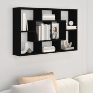 Полка настенная U24, черная, 85 x 16 x 52,5 см, искусственное дерево