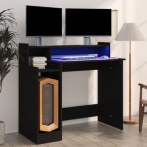 Pood24 kirjutuslaud LED-tuledega, must, 97 x 45 x 90 cm, tehispuit