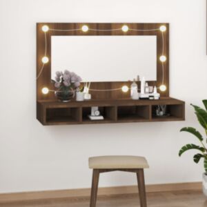 Pood24 peegelkapp pruun tamm LEDiga 90x31,5x62 cm