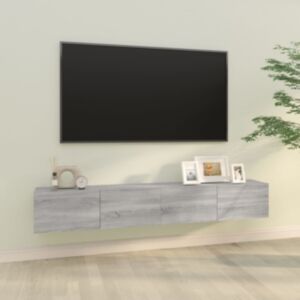 Pood24 seina telerikapid 2 tk, hall Sonoma tamm, 100 x 30 x 30 cm