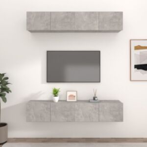 Pood24 telerikapid 4 tk, betoonhall, 80 x 30 x 30 cm, tehispuit