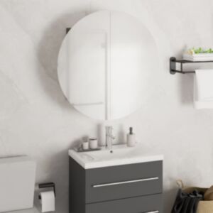 Тумба для ванной U24 с круглым зеркалом и светодиодной подсветкой, серый, 47x47x17,5 см