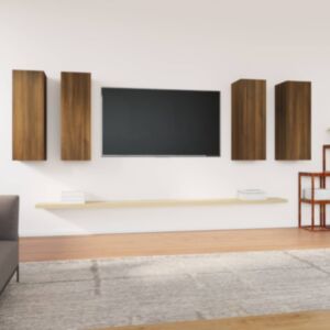 Pood24 telerikapid 4 tk, pruun tamm, 30,5 x 30 x 90 cm, tehispuit