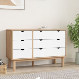 Pood24 sahtlitega kapp, pruun ja valge, 113,5x39,5x73 cm, männipuit