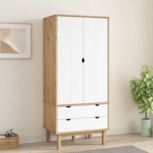 Pood24 garderoob, pruun ja valge 76,5x53x172 cm, männipuit